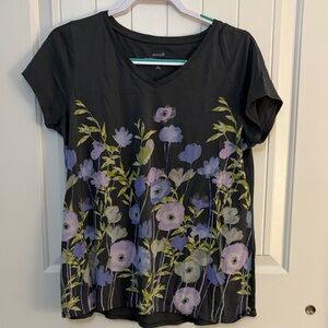 J. Jill Dark Gray Floral Short Sleeve Tee*